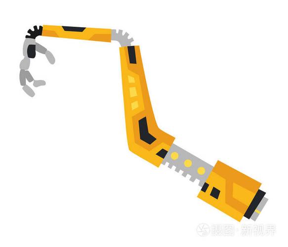 工业机械机器人手臂矢量图标.黄色机械臂